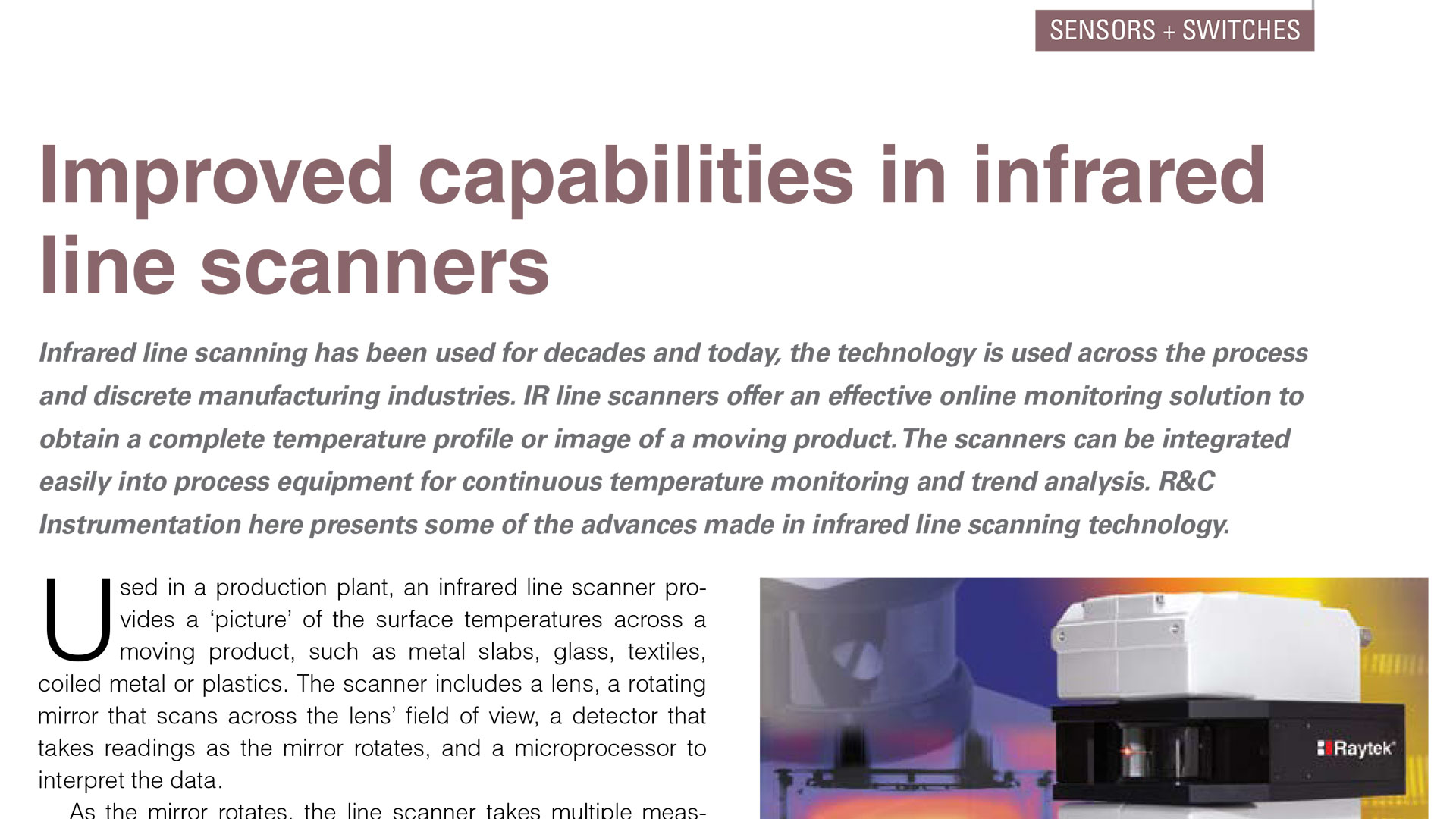 Improved capabilities in infrared line scanners R&C Instrumentation